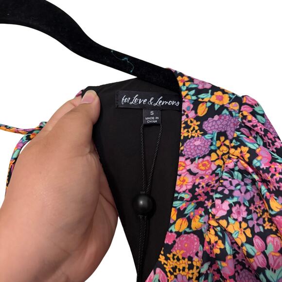 For Love & Lemons NWT Pink Orange Floral Claude Mini Dress Size Small - Picture 5 of 9